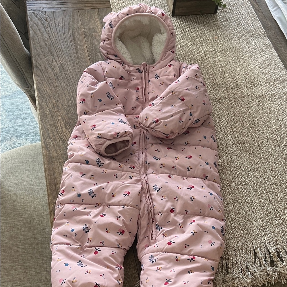 GAP Pink Floral Baby Snowsuit